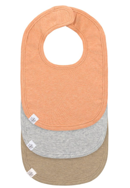 SLABBETJE, Newborn Bib 3 stuks, velcrosluiting, apricot/light grey/nature melange 