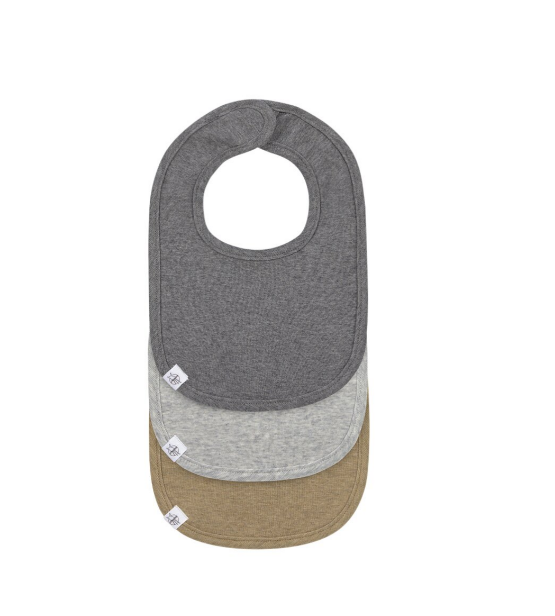 Laessig | Slabbetje Newborn Bib Velcrosluiting Grijs/Bruin 3-pack