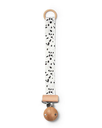 FOPSPEENKETTING, Dalmatinan dots, lint polyester met clip in hout, L: 24 cm, vr fopspeen zonder ring  