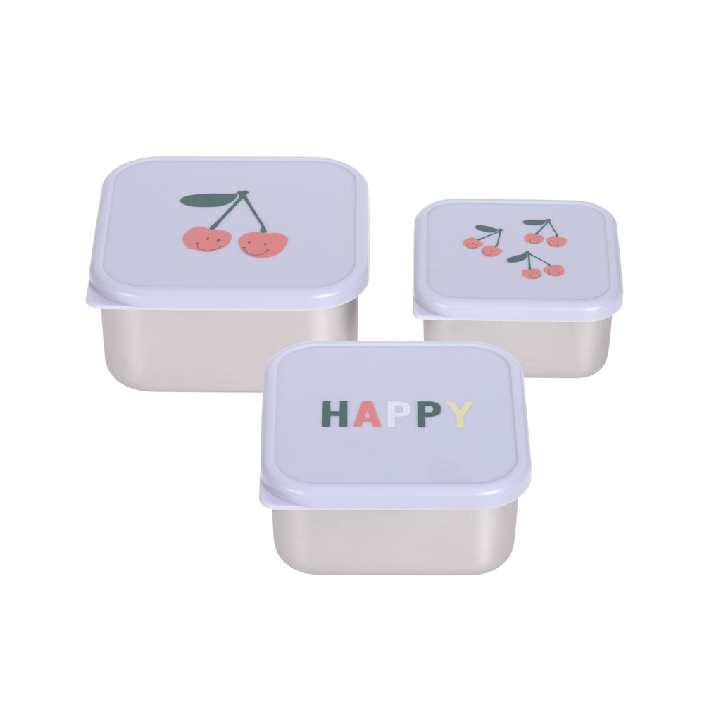 Laessig | Snackbox Fruits Cherry RVS/PP 3-delig