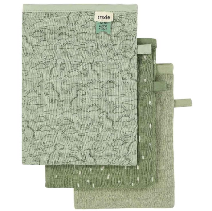 Trixie | Washandje Daring Dino Groen 3-pack