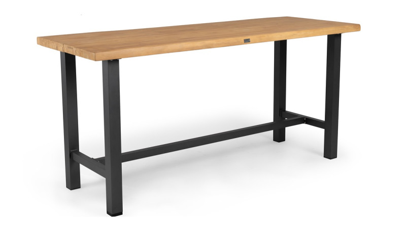 Bar Table Teak 210 x 80 cm Charcoal