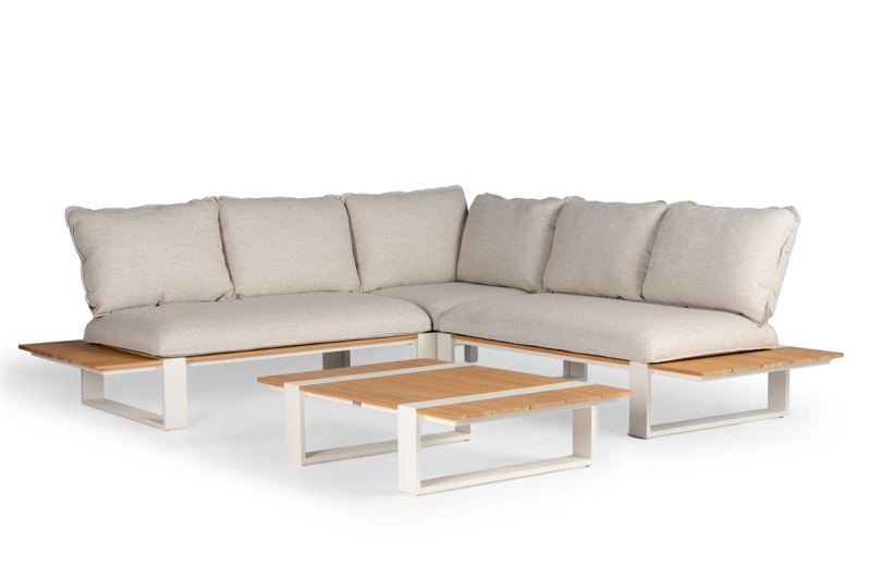 Tierra | Seto Teak Lounge Set Complete Creme White  247 x 247 x 90 cm