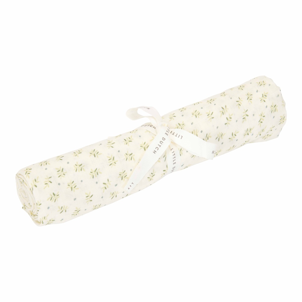 Little Dutch | Tetra Doek Blueberry Leaves Swaddle Doek 120x120 Groen/Blaadjes