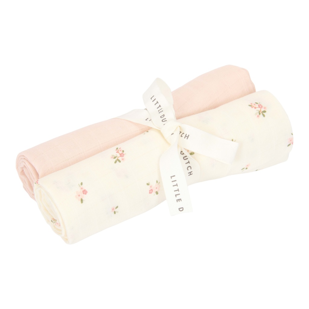 Little Dutch | Tetra Doek Fairy Blossom/Pure Blossom Roze 70x70cm 2-pack