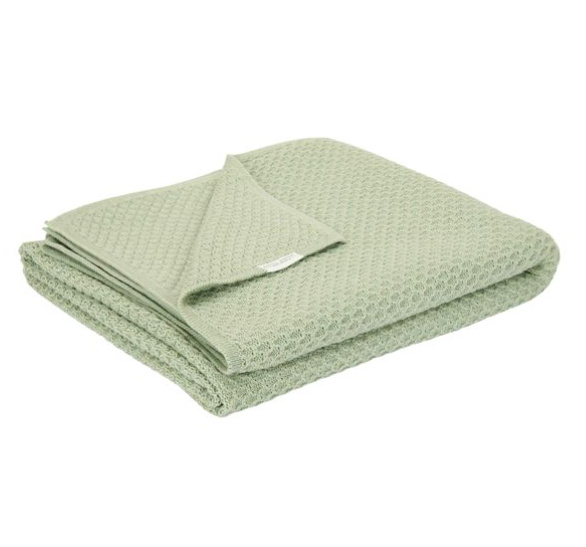 Little Dutch | Deken Wieg Pure Sage Gebreid Bubble 70x100cm