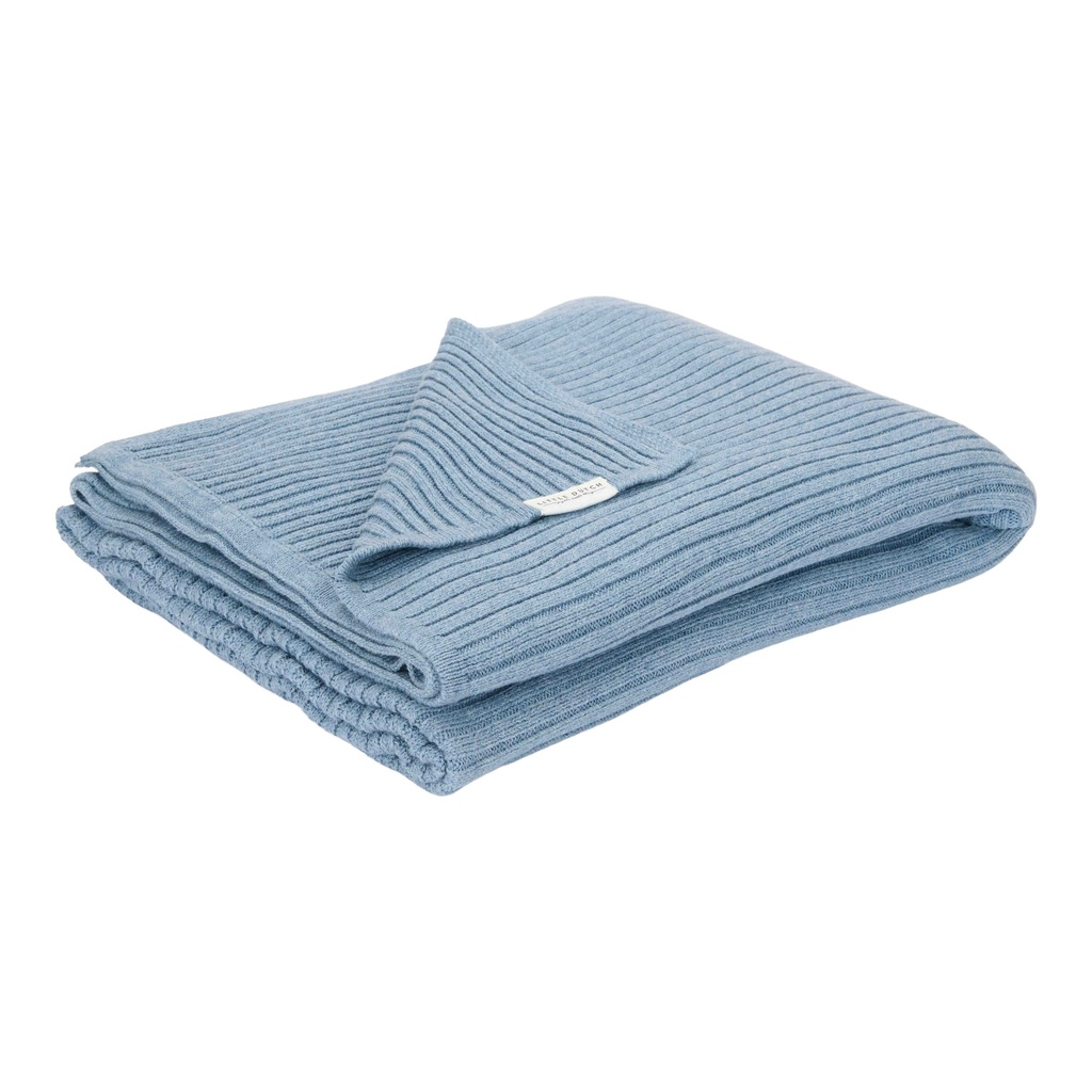Little Dutch | Deken Wieg Pure Dark Blue Gebreid Rib 70x100cm