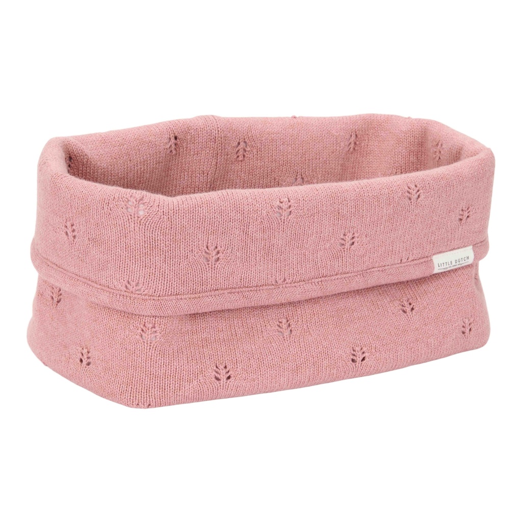 Little Dutch | Verzorgingsmand Pure Pink Blush Gebreid Pointelle Groot 25x15x15cm