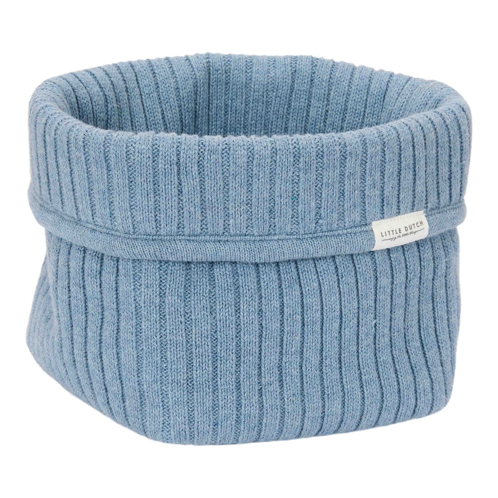 Little Dutch | Verzorgingsmand Pure Denim Blue Gebreid Rib Blauw 15x15x15cm