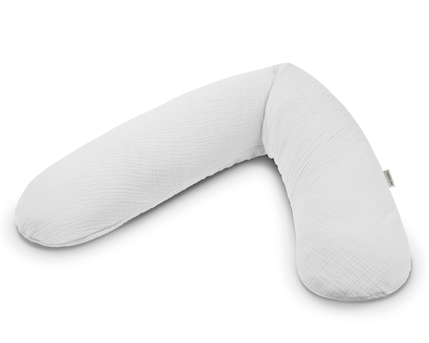 Theraline | Positioneringskussen Original met Afneembare Hoes Muslin 190x40cm Lichtgrijs