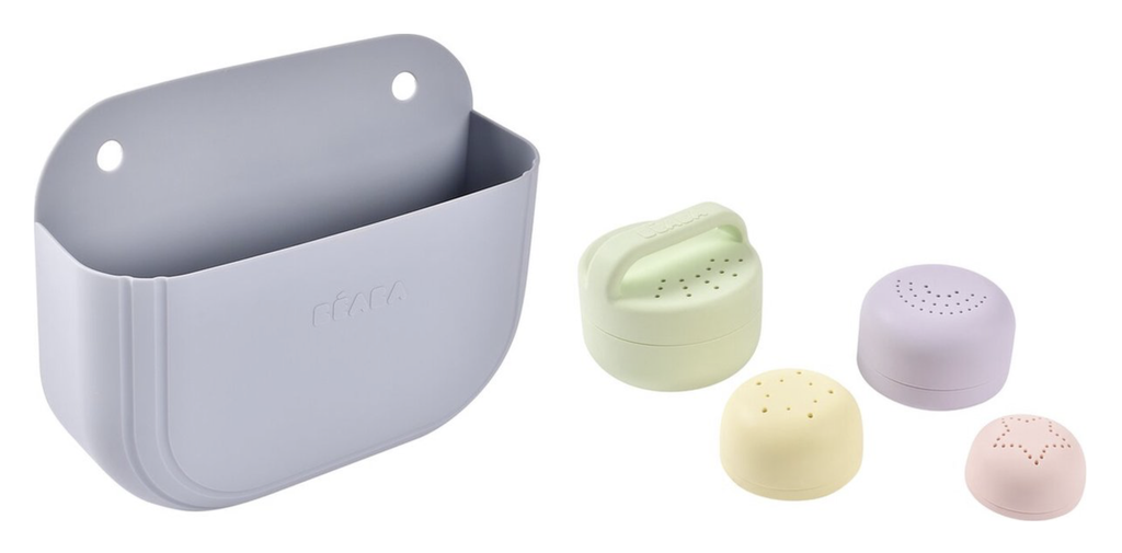 Beaba | Set Mand Pebble + Badspeeltjes silicone Melkmunt / multikleuren 