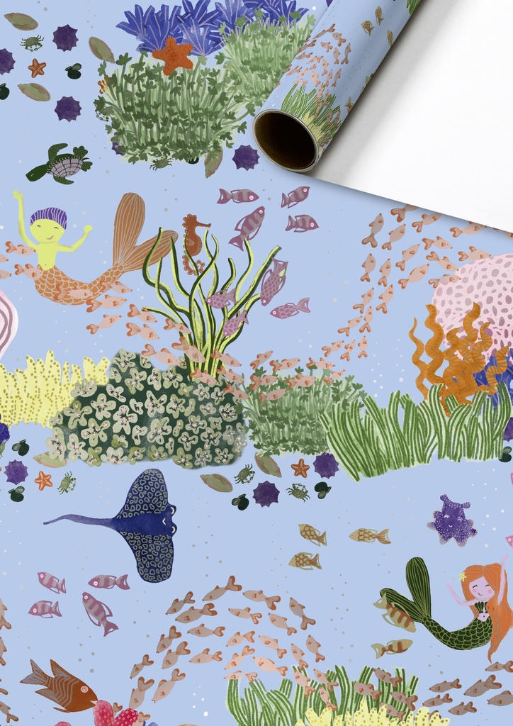 Stewo | Geschenkpapier Rol Kairi Blauw 70x150cm