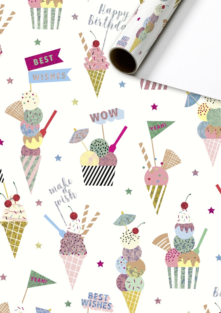 Stewo | Geschenkpapier Rol Gelato Wit 70x150cm 