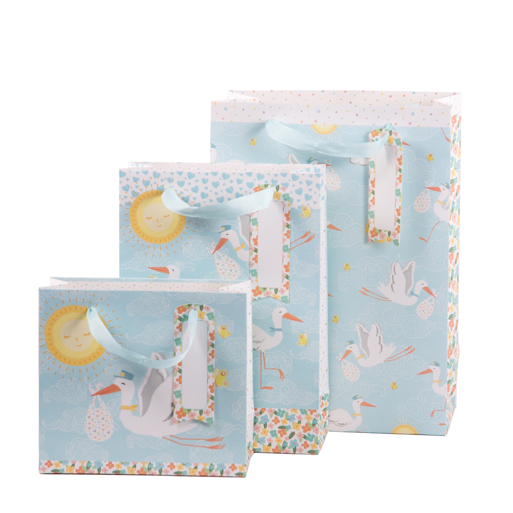 GESCHENKZAK | Ooievaar | Blauw | 18x25x8cm 