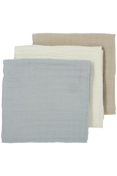 Meyco | Tetra Doek Pre-Washed Offwhite/Light Grey/Sand 70x70cm 3-pack