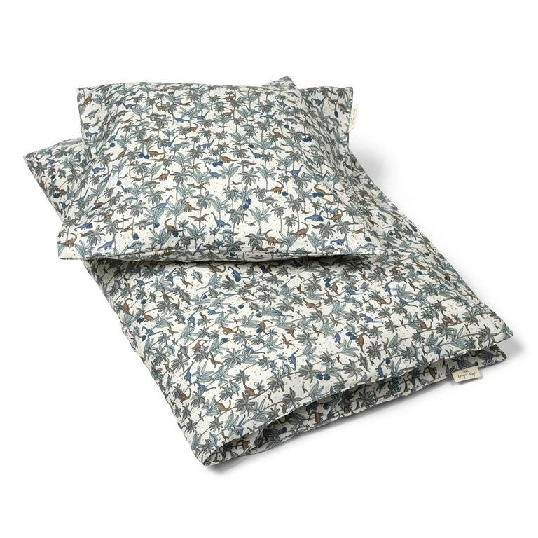 Konges Slojd | Donsovertrek 100x140, dino blue +sloop, vr babybed 60x120/babybed 70x140, + draagtas