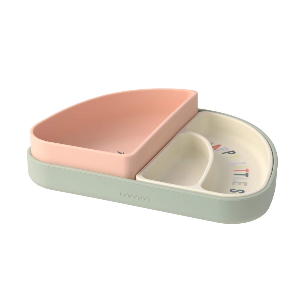 Laessig | Bord Silicone Set met Vakverdeling Happy Fruits Cherry 