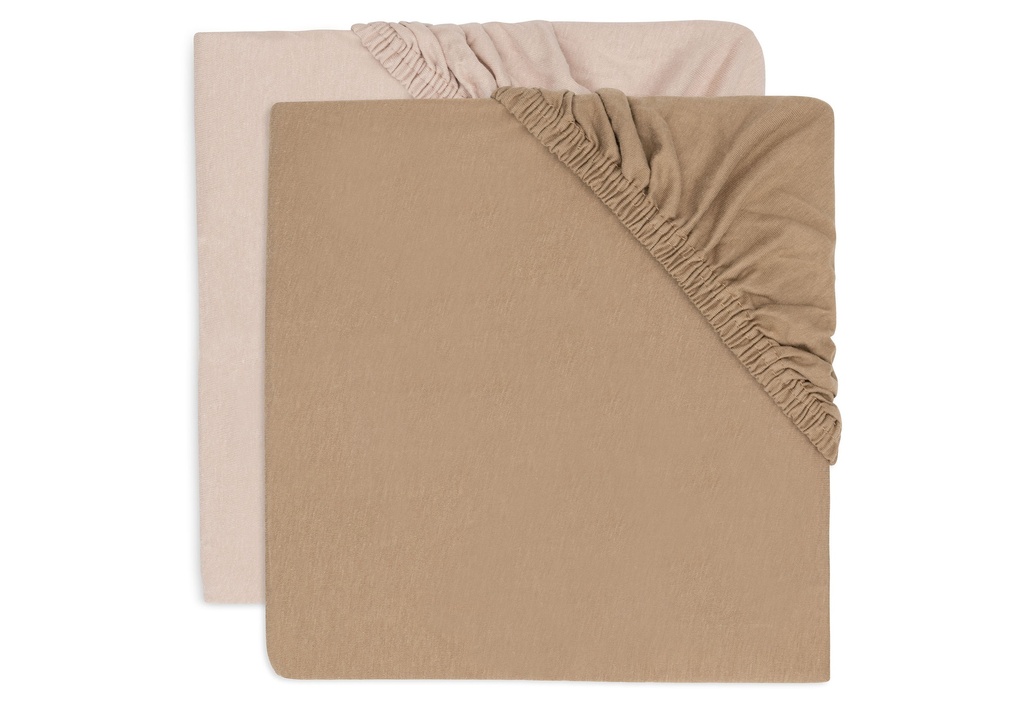 Jollein | Hoeslaken Wild Rose/Biscuit Jersey Roze/Bruin 40/50x80/90cm 2-pack