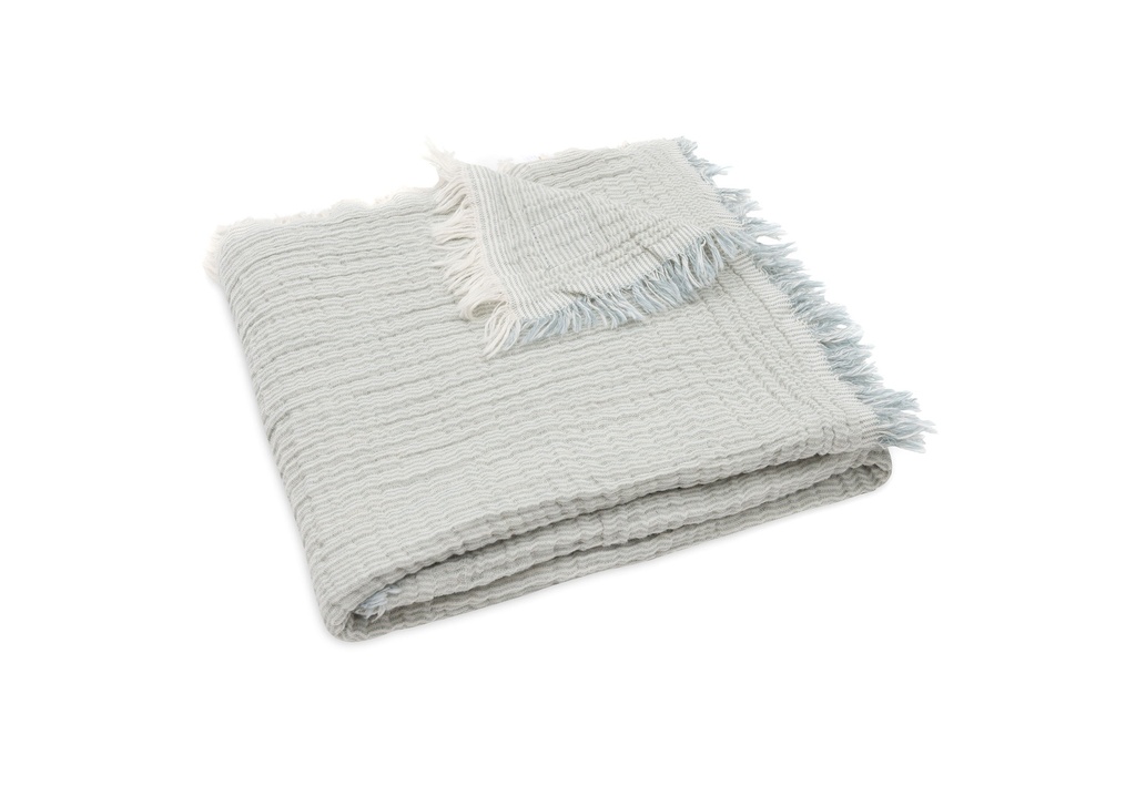 Jollein | Deken Wieg Sea Green/Ivory Fringe Stripe 75x100cm