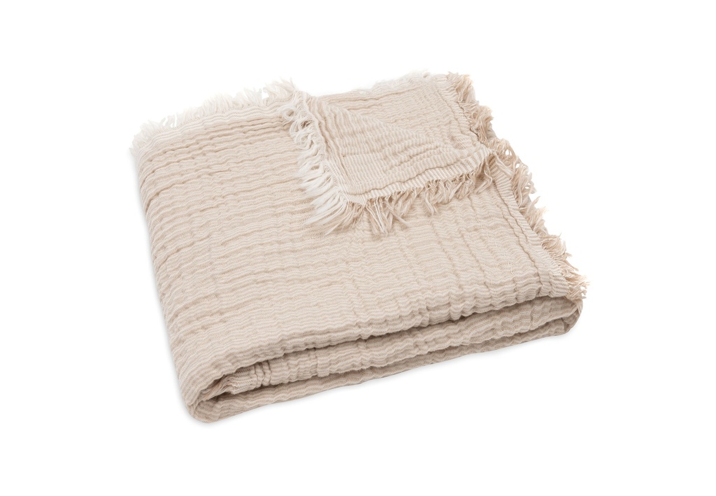 Jollein | Deken Fringe Stripe Biscuit/Ivory 75x100cm