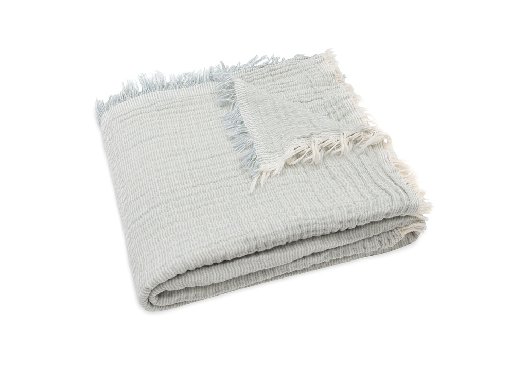 Jollein | Deken Ledikant Green/Ivory  Fringe Stripe Sea 120x120cm