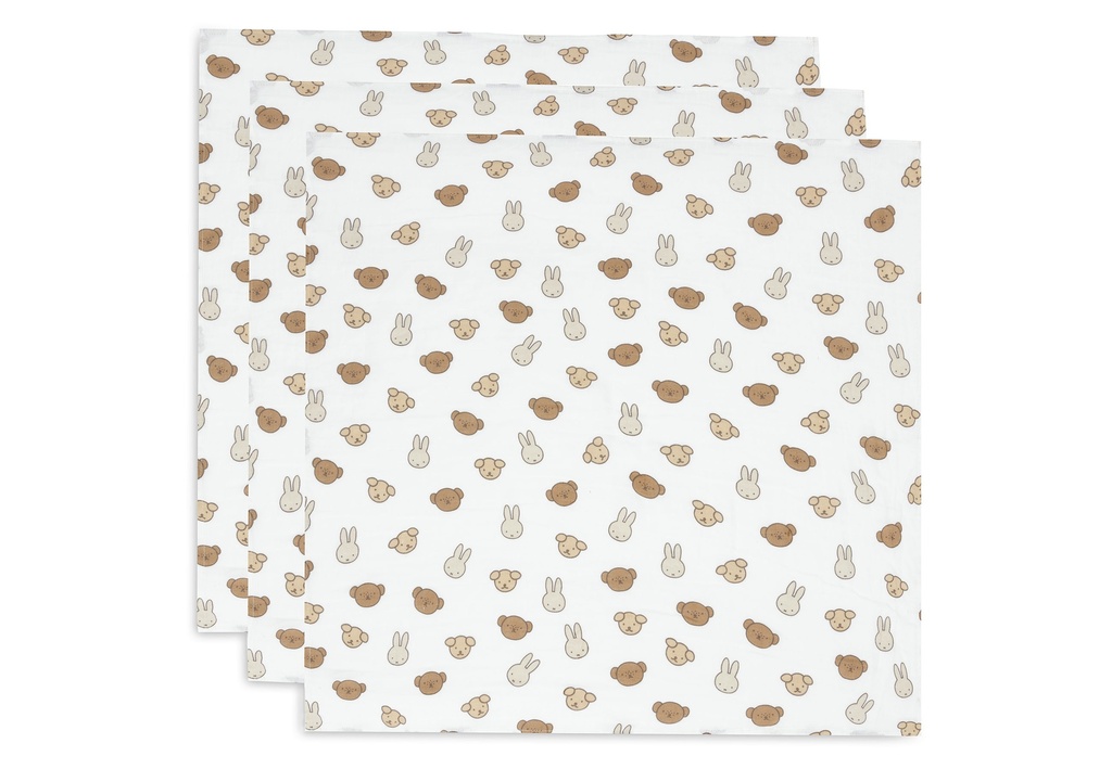 Jollein | Tetra Doek Miffy and Friends Small 70x70cm 3-pack