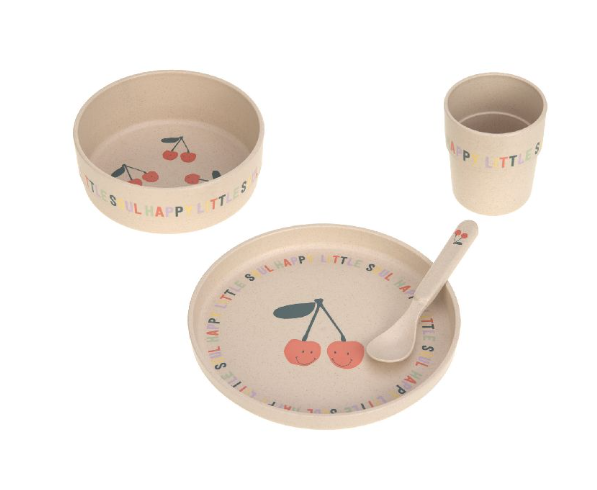 Laessig | Eetset Happy Fruits Cherry Dish Set PP/Cellulose Roze 4-delig 