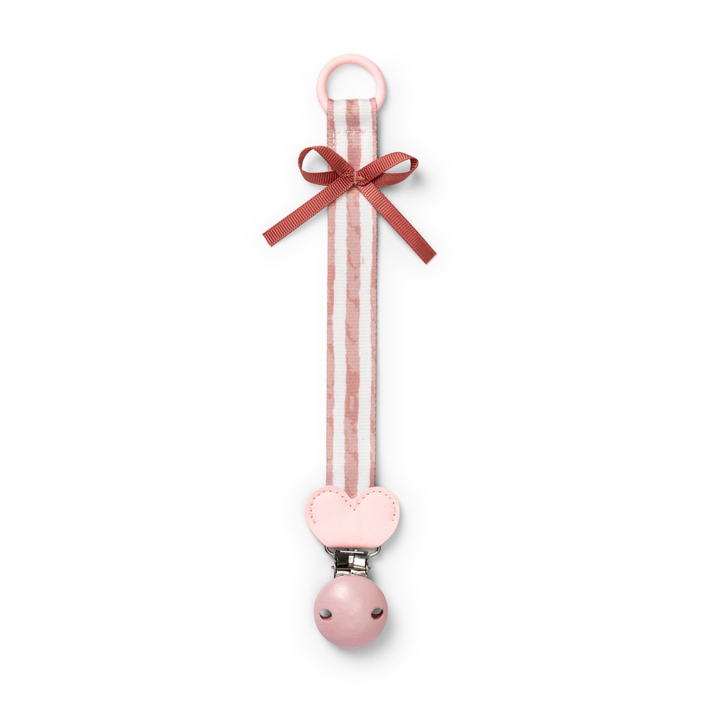 Elodie | Fopspeenketting Candy Stripes Hout met Strikje Gestreept Ecru/Roze