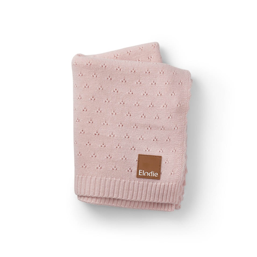 Elodie | Deken Pointelle Misty Pink Ajour Motief Tricot vr Wieg/Draagmand/Park 75x100cm