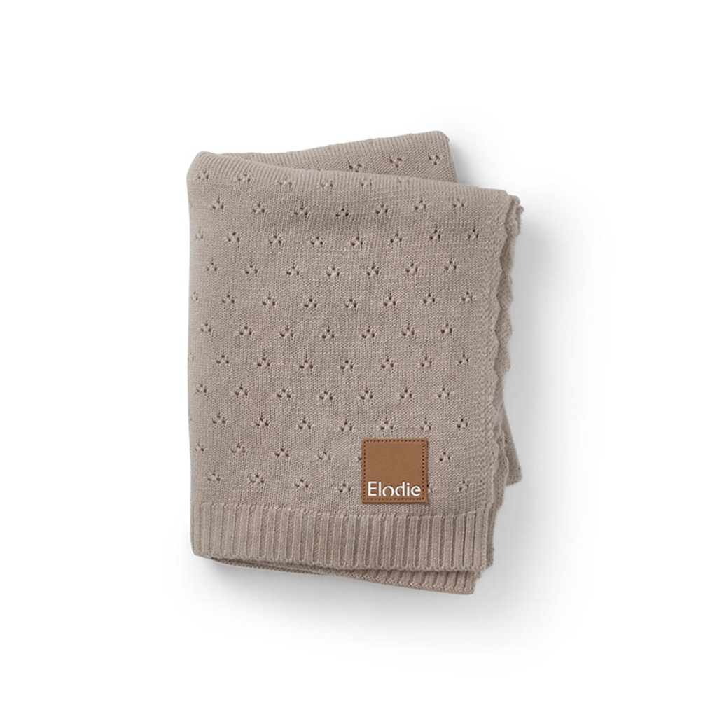 Elodie | Deken Pointelle Tender Taupe Ajour Motief Tricot vr Wieg/Draagmand/Park 75x100cm