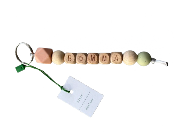 Klein Atelier | Sleutelhanger BOMMA Peachy/Speckels Tea Green