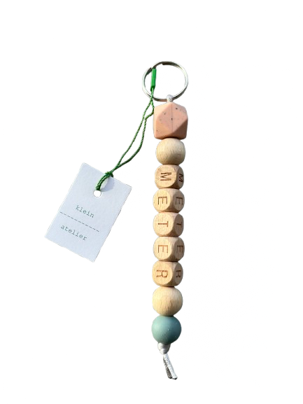 Klein Atelier | Sleutelhanger METER Speckels Peachy/Blue Grey