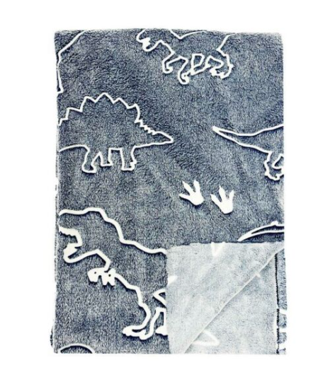 Textino | Deken Glow in the Dark Dino Smoked Pearl 100x150cm 