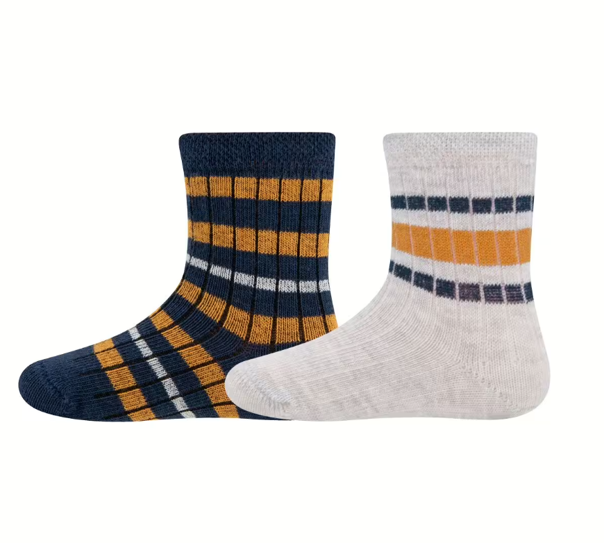 Ewers | Sokken Ringel Rippe Blauw 2-pack