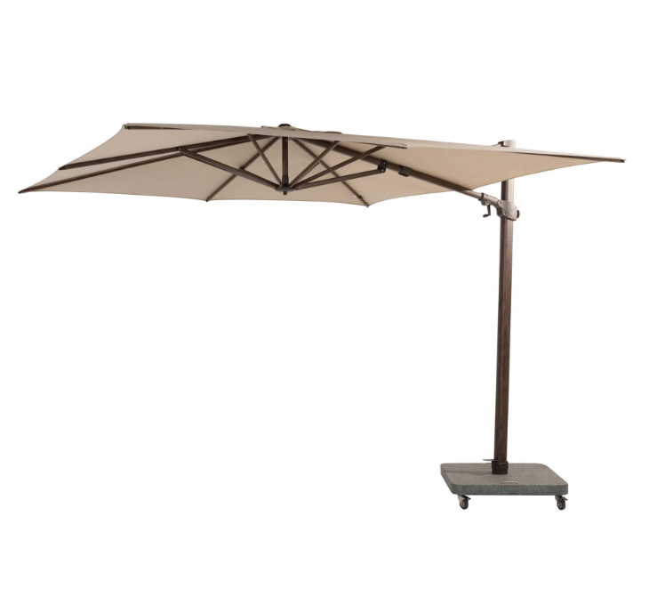 4SO | Parasol Siesta Premium Zweefparasol Wenge Frame Beach Doek: 100% Solefin Draaibaar Kantelbaar 300x300cm