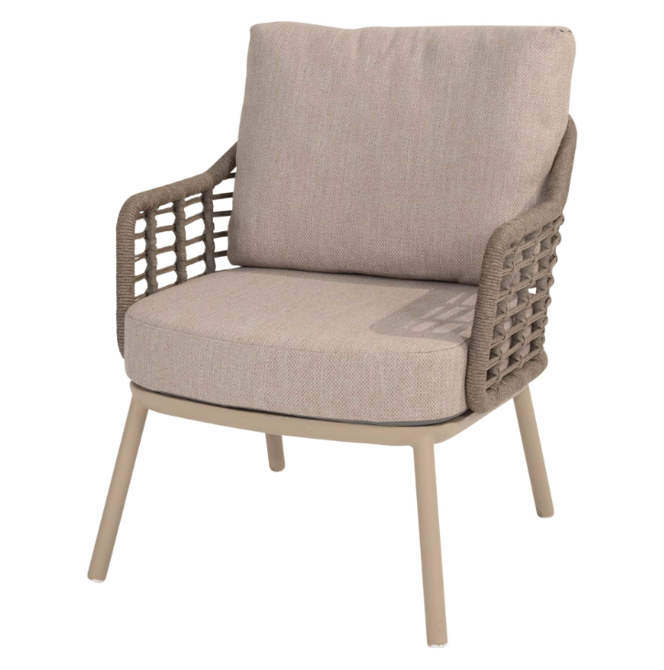 4SO | Tuinstoel Puglia Low Dining Chair Latte met 2 Kussens