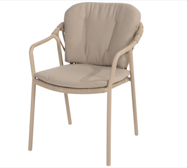 4SO | Tuinstoel Manitoba Stacking Dining Chair Latte met 2 Kussens Stapelbaar