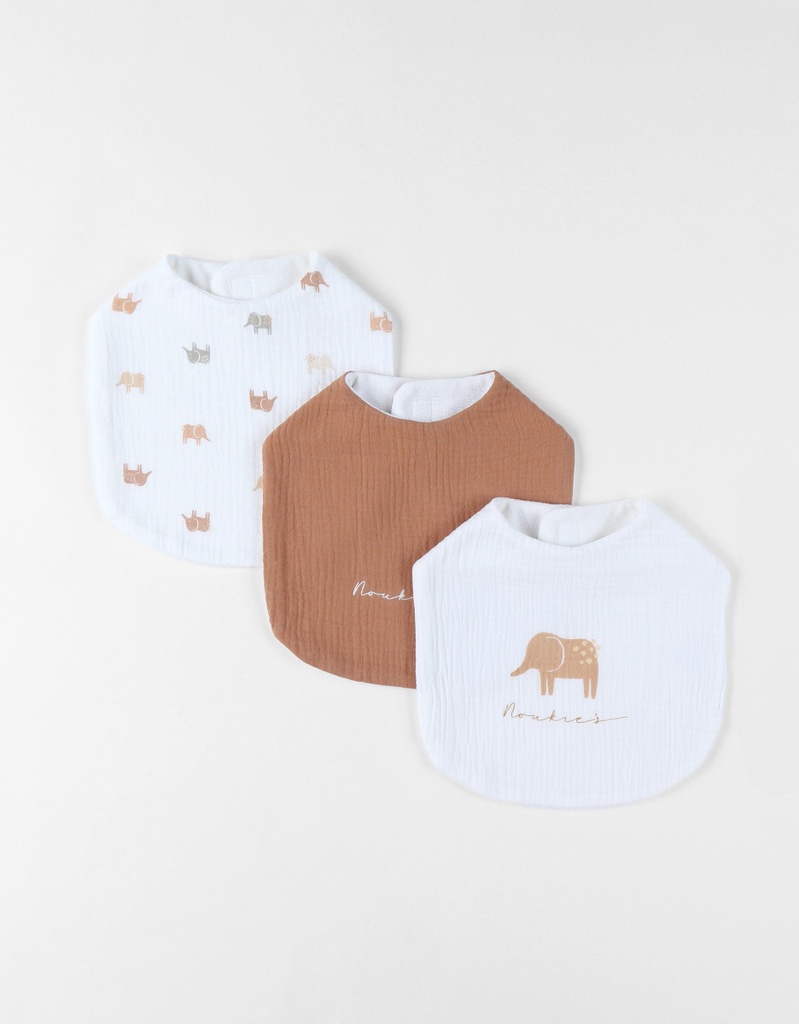 Noukies | Slabbetje Elephant Muslin 3-pack