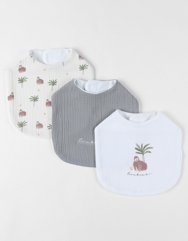 Noukies | Slabbetje Gorilla Mousseline 3-pack