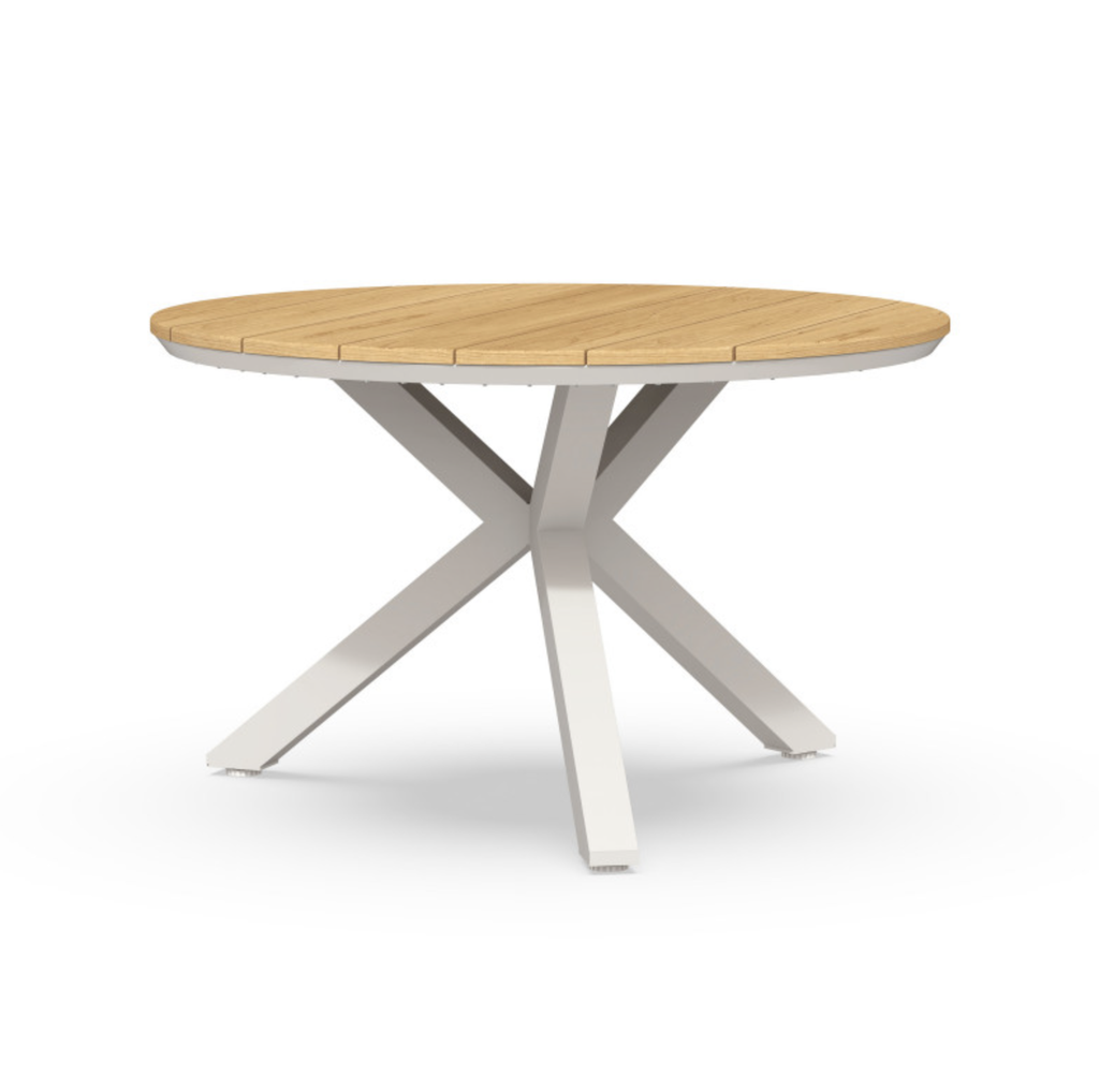 Tierra | Orbital Dining Table Teak 120 cm Ø Creme White