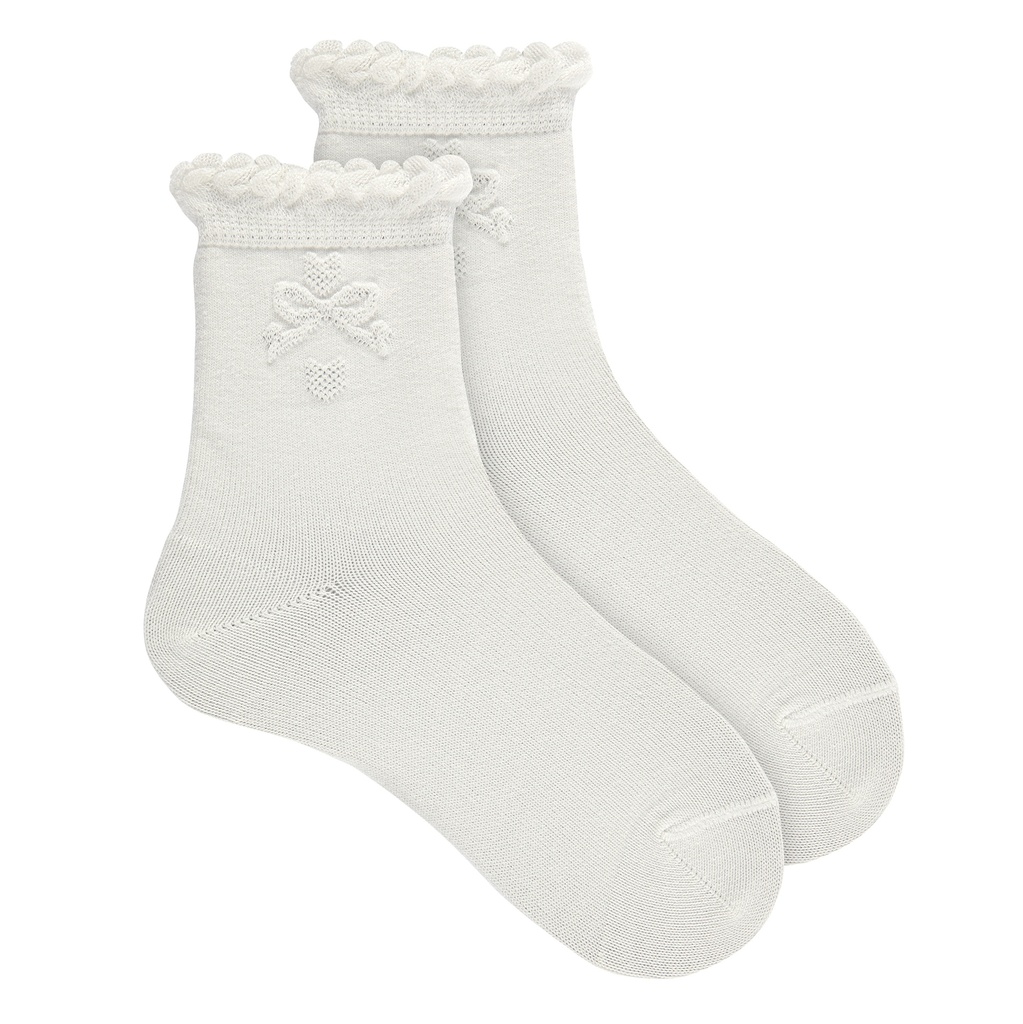 Condor | Kousen Ceremony Short Socks with Bow in Relieve Nata