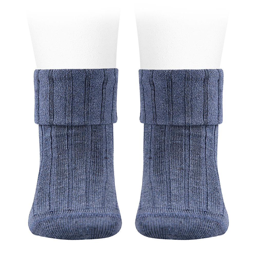 Condor | Kousen Rib socks with double-folded cuff Anthraciet