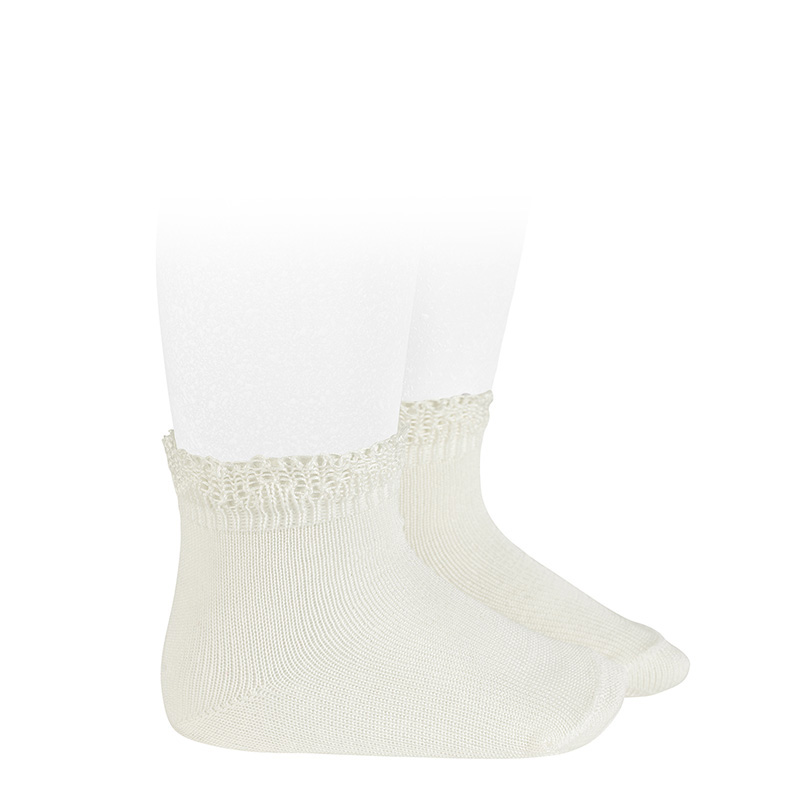 Condor | Kousen Cotton Socks with Openwork Cuff Nata
