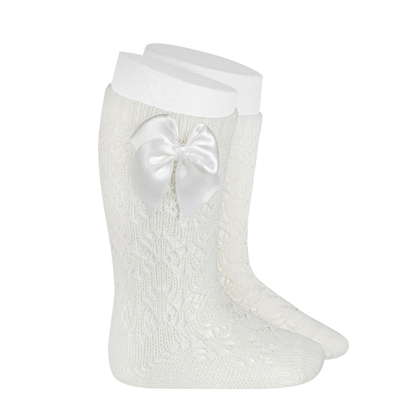 Condor | Kniekousen Perle geometric openwork knee-high socks with bow Nata