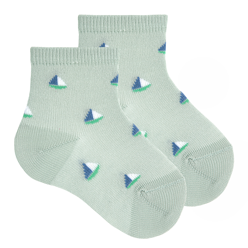 Condor | Kousen Sailing boat fancy short socks Sea Mist