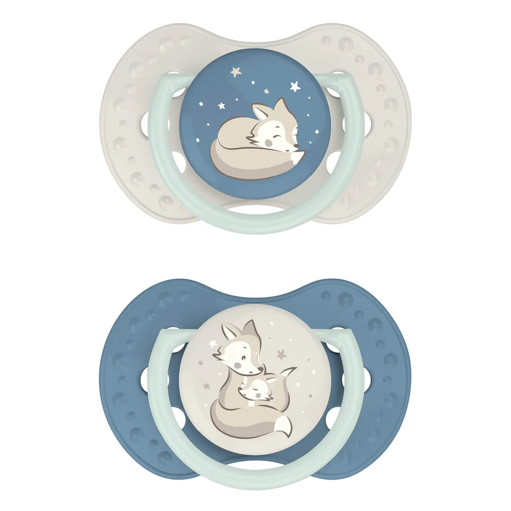 Difrax | Fopspeen Dynamisch Night & Day Boy Vos +18M 2-pack