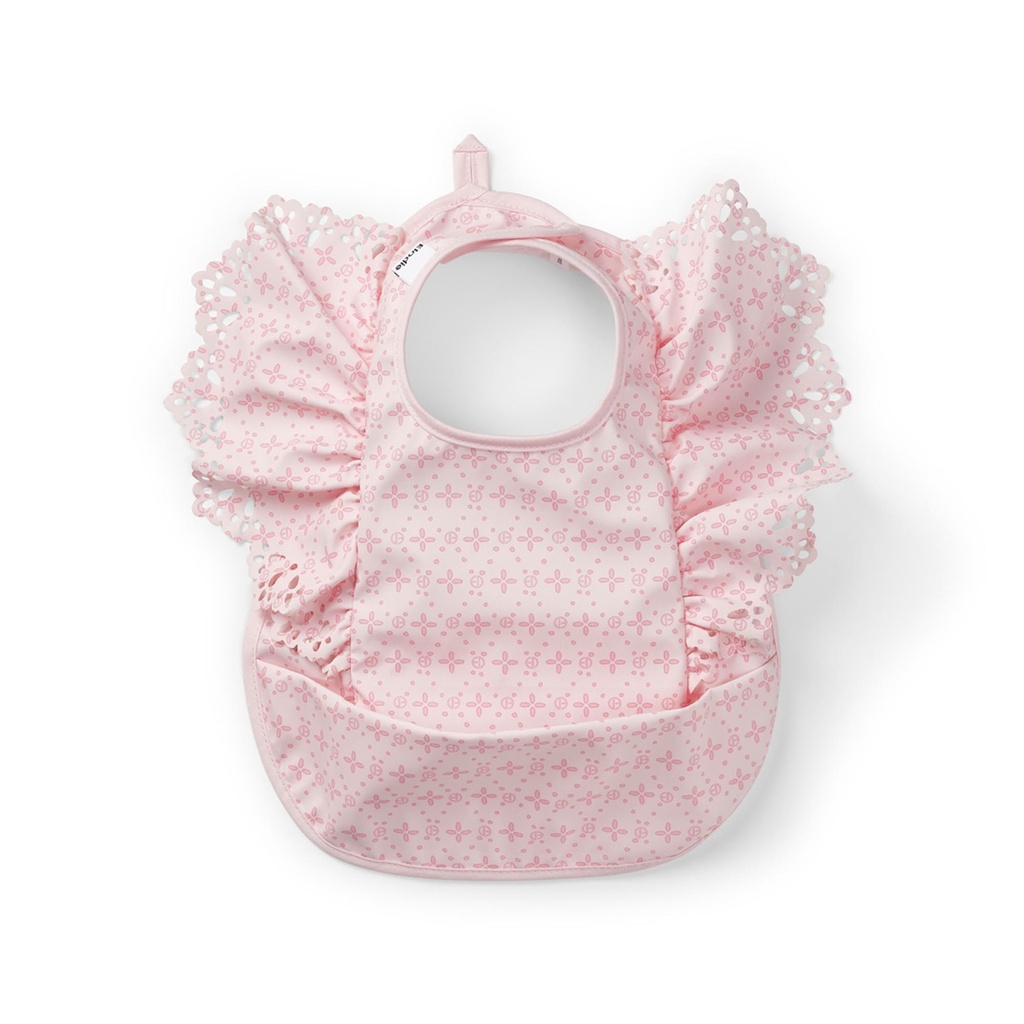 Elodie | Slabbetje Embroidery Anglaise met Kruimelvanger Roze