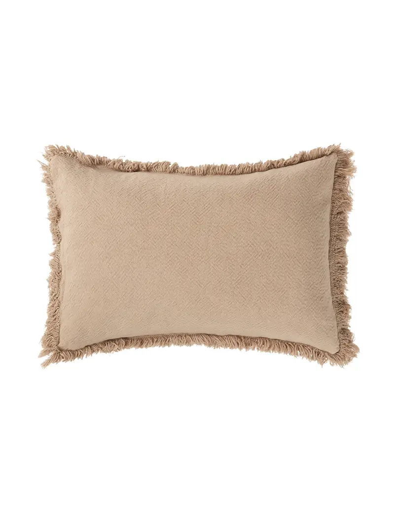 Nobodinoz | Kussen met Vaste Sloop Landscape Rectangular Fringes Cushion Sesame Franjes 45x30cm