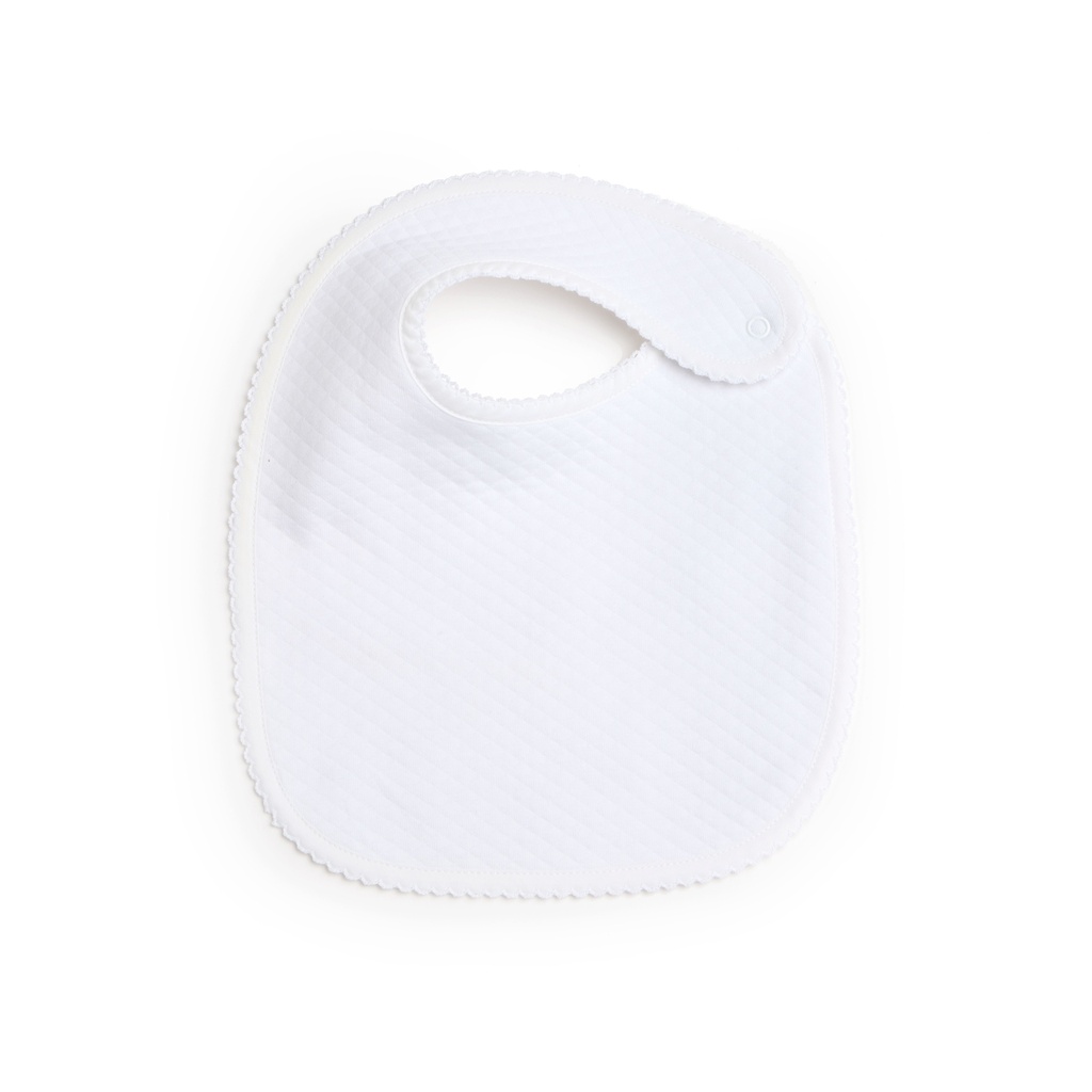 Living Nature | Bavet met drukknop losange/losange wit newborn 21x17 cm