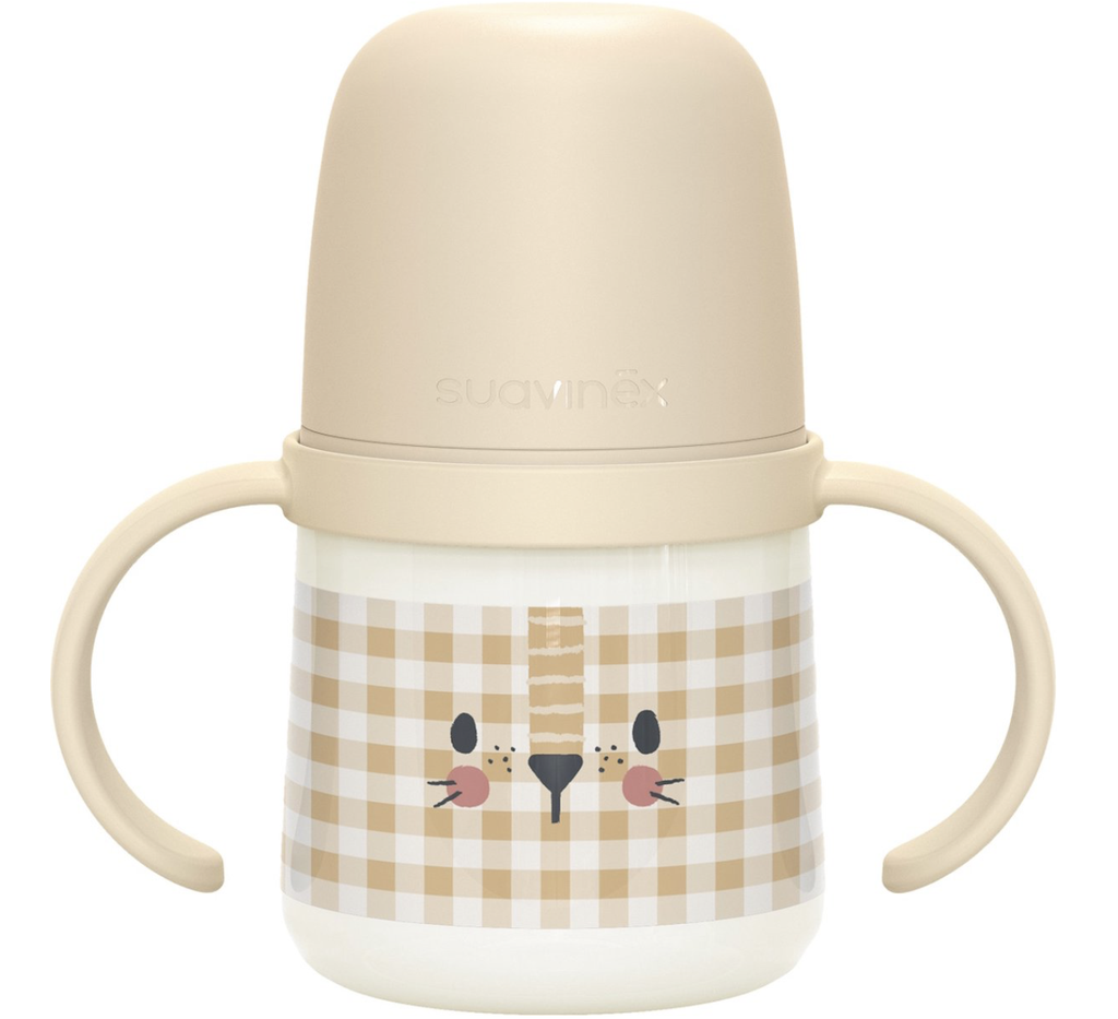 Suavinex |  NIGHT & DAY - EERSTE FLES MET HANDVATTEN +6M 150ML - Leeuw